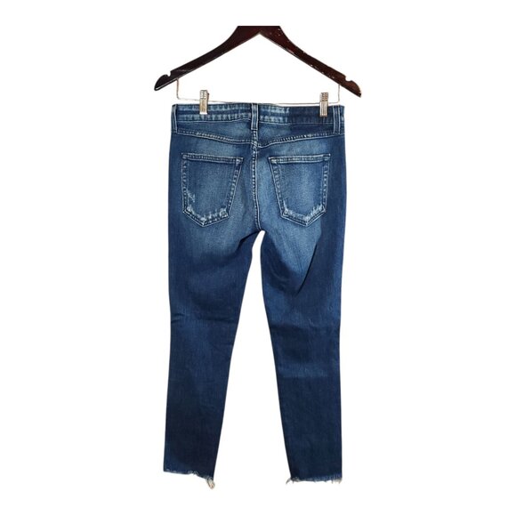 AMO Stix Crop Frayed Hem Mid-rise Skinny Jeans in Sweetheart Wash Women's 27 - Picture 8 of 10